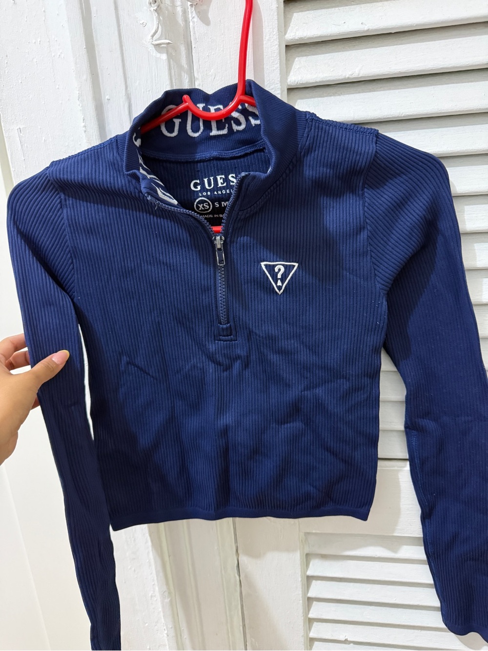 GUESS Navy Ribbed Half-Zip